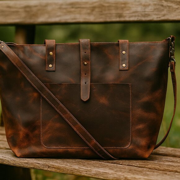 Artizanni Genuine Leather Women's Vintage Tote Bag Classic Bag Designer - Picture 2 of 14